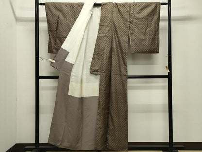 平和屋着物●本場大島紬　割り込み絣　菱吉祥文　正絹　逸品　CABK2442gh