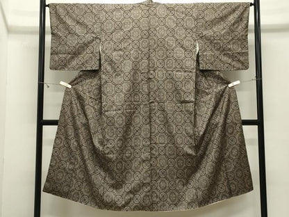 平和屋着物●本場大島紬　割り込み絣　花丸文　正絹　逸品　CABK2443gh