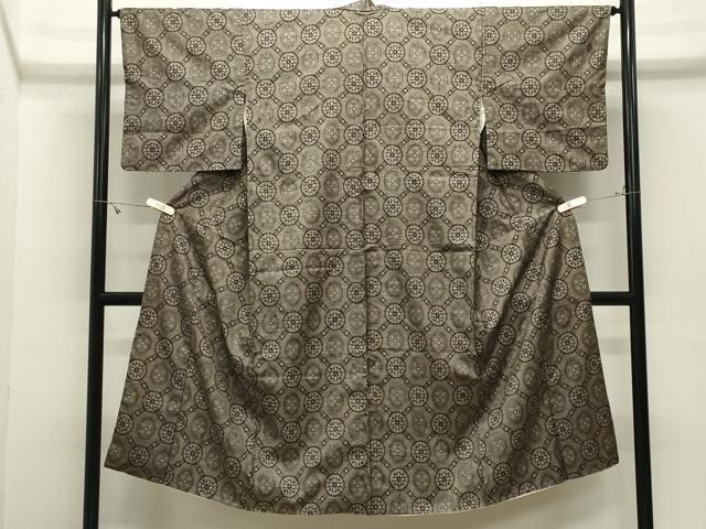 平和屋着物●本場大島紬　割り込み絣　花丸文　正絹　逸品　CABK2443gh