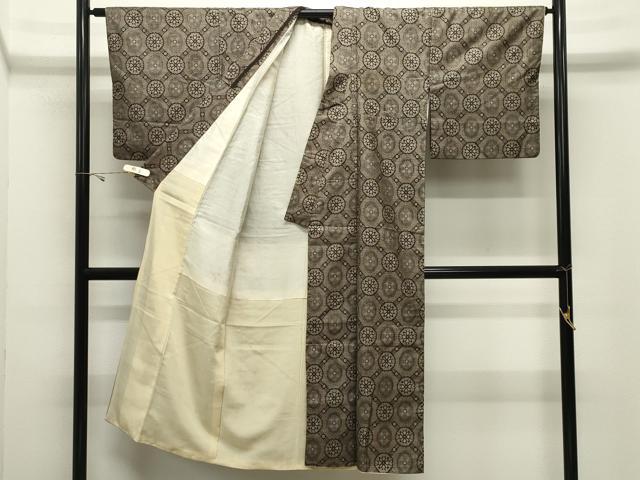 平和屋着物●本場大島紬　割り込み絣　花丸文　正絹　逸品　CABK2443gh