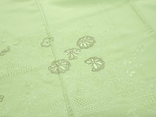平和屋着物●中国三大刺繍　スワトウ相良刺繍　総刺繍　訪問着　草花文　金糸　正絹　逸品　CABK2445gh