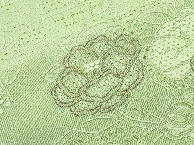 平和屋着物●中国三大刺繍　スワトウ相良刺繍　総刺繍　訪問着　草花文　金糸　正絹　逸品　CABK2445gh