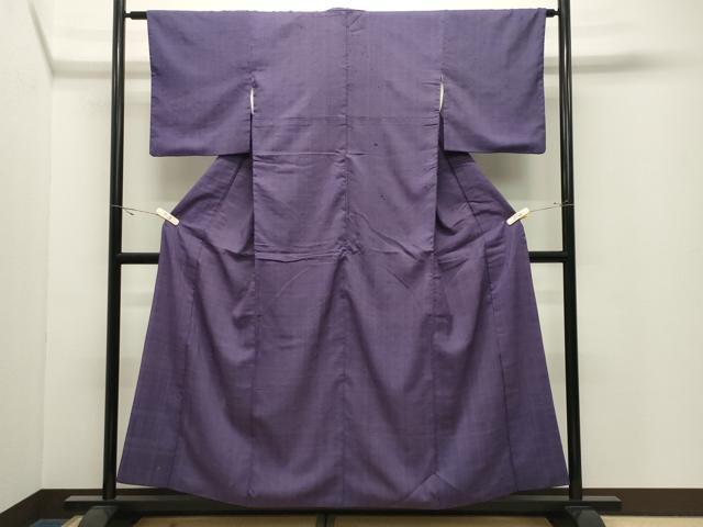 平和屋着物●生紬　深紫色　正絹　逸品　CABK2447gh