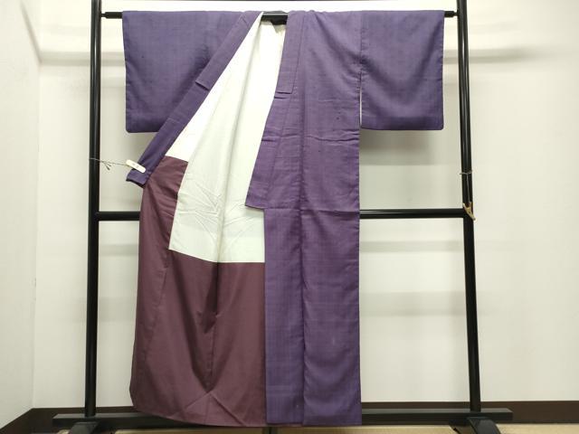 平和屋着物●生紬　深紫色　正絹　逸品　CABK2447gh
