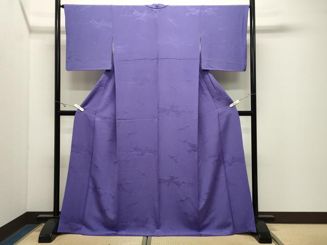平和屋着物●上質な色無地　霞吉祥地紋　江戸紫色　正絹　逸品　CABK2449gh