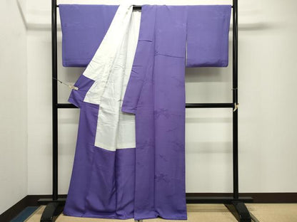 平和屋着物●上質な色無地　霞吉祥地紋　江戸紫色　正絹　逸品　CABK2449gh