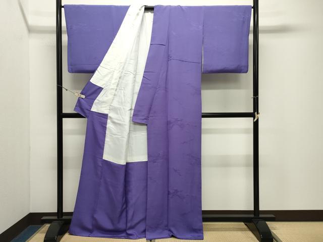 平和屋着物●上質な色無地　霞吉祥地紋　江戸紫色　正絹　逸品　CABK2449gh