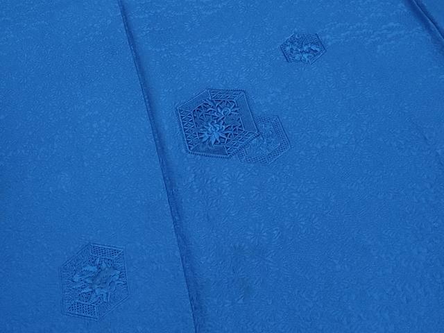 平和屋着物●中国三大刺繍　スワトウ刺繍　総刺繍　無地絵羽訪問着　亀甲重ね花地紋　瑠璃紺色　正絹　逸品　CABK2453gh