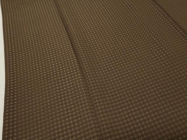 平和屋着物●上質な色無地　市松地紋　黒茶色　金通し地　正絹　逸品　CABK2454gh