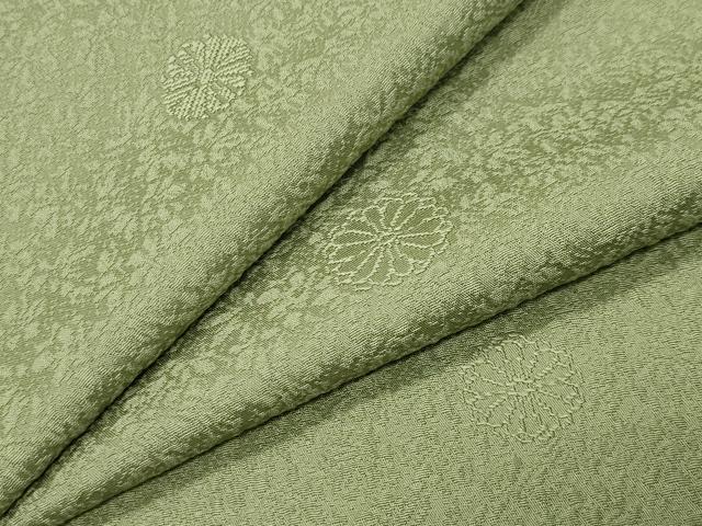 平和屋着物●上質な色無地　舞菊地紋　抹茶色　正絹　逸品　未使用　CABK2455gh