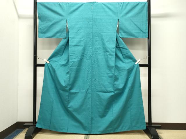 平和屋着物●結城紬　色無地　新橋色　正絹　逸品　CABK2457gh