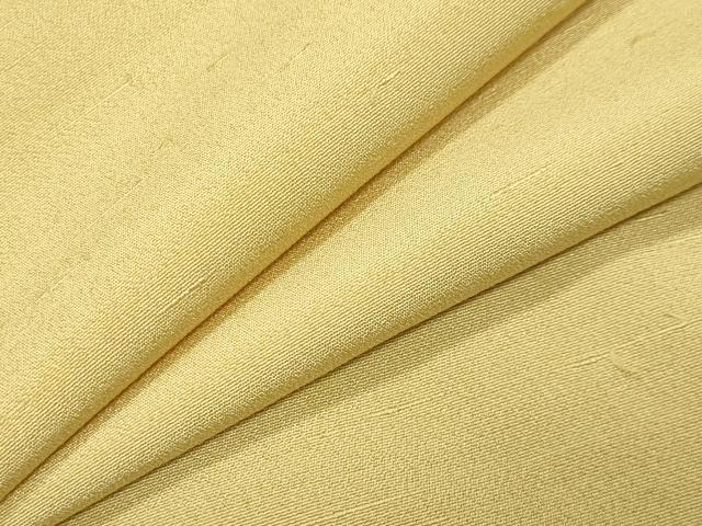 平和屋着物●上質な色無地　御召縮緬　淡黄色　正絹　逸品　CABK2463gh