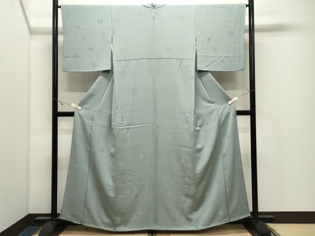 平和屋着物●上質な色無地　舞花地紋　秘色色　正絹　逸品　CABK2467gh