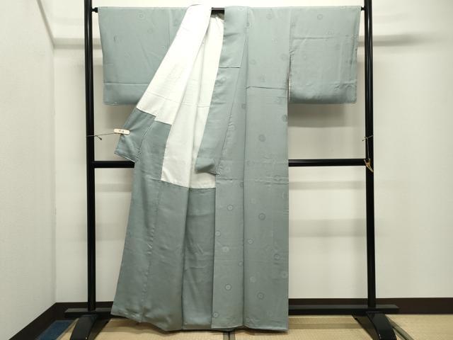 平和屋着物●上質な色無地　舞花地紋　秘色色　正絹　逸品　CABK2467gh