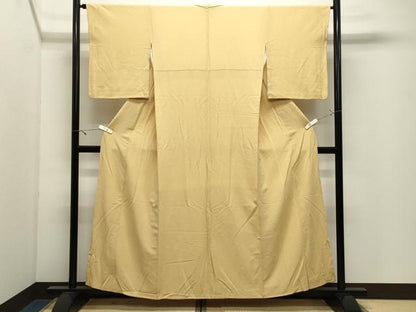 平和屋着物●上質な色無地　卵色　正絹　逸品　CABK2468gh