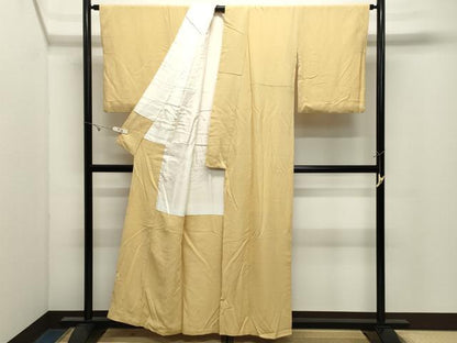 平和屋着物●上質な色無地　卵色　正絹　逸品　CABK2468gh