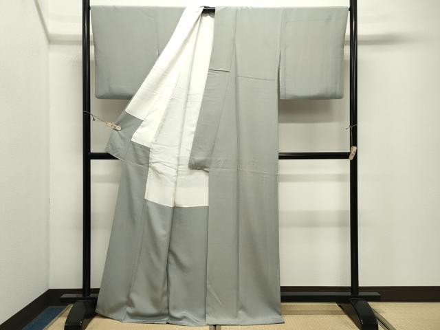 平和屋着物●上質な色無地　灰青色　正絹　逸品　CABK2471gh