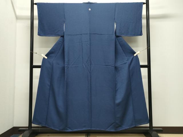 平和屋着物●上質な色無地　萩地紋　鉄紺色　正絹　逸品　未使用　CABK2474gh