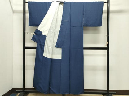 平和屋着物●上質な色無地　萩地紋　鉄紺色　正絹　逸品　未使用　CABK2474gh