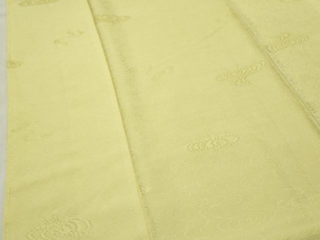 平和屋着物●上質な色無地　流水地紋　淡黄色　正絹　逸品　未使用　CABK2477gh