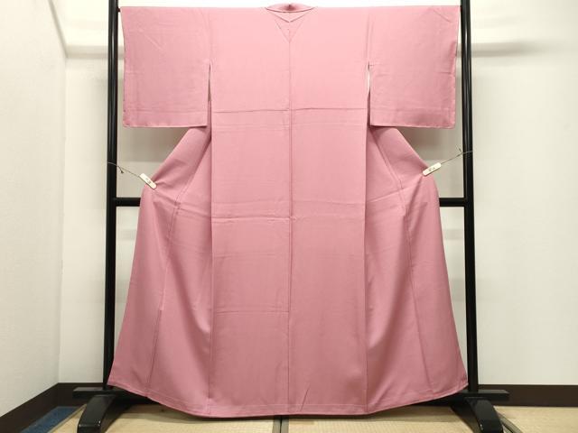 平和屋着物●上質な色無地　霞地紋　退紅色　正絹　逸品　未使用　CABK2482gh