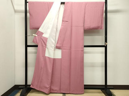 平和屋着物●上質な色無地　霞地紋　退紅色　正絹　逸品　未使用　CABK2482gh