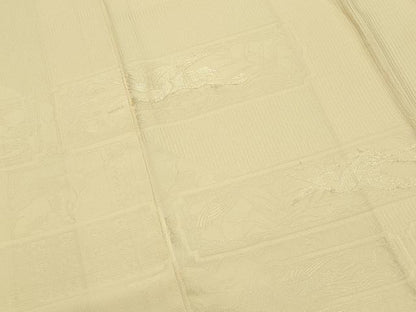 平和屋着物●豪華色留袖　飛鶴地紋　淡黄色　正絹　逸品　CABK2483gh