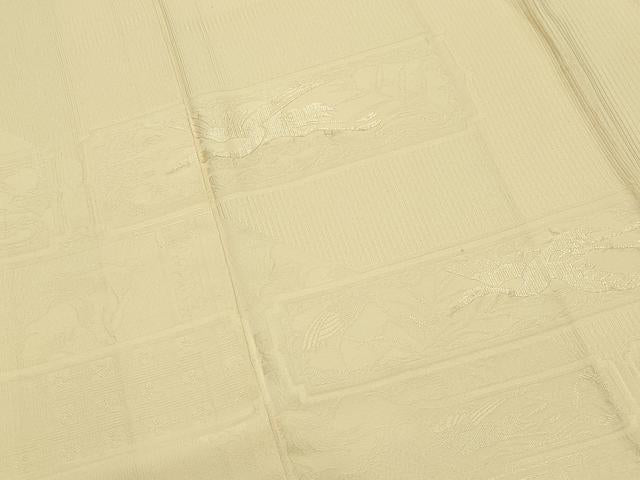 平和屋着物●豪華色留袖　飛鶴地紋　淡黄色　正絹　逸品　CABK2483gh