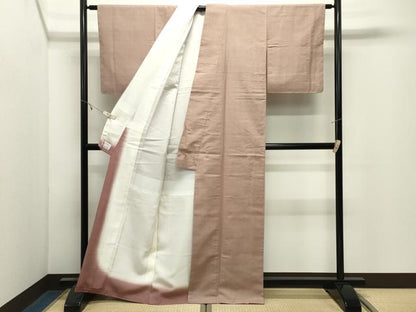 平和屋着物●結城紬　色無地　赤白橡色　やまと誂製　正絹　逸品　未使用　CABK2484gh
