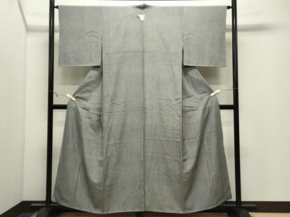 平和屋着物●江戸小紋　浅野栄一　万筋　鉛色×絹鼠色　正絹　逸品　未使用　CABK2485gh