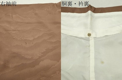 平和屋着物●上質な色無地　風景地紋　焦香色　正絹　逸品　CABK2487gh