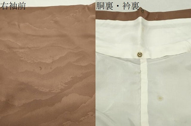 平和屋着物●上質な色無地　風景地紋　焦香色　正絹　逸品　CABK2487gh