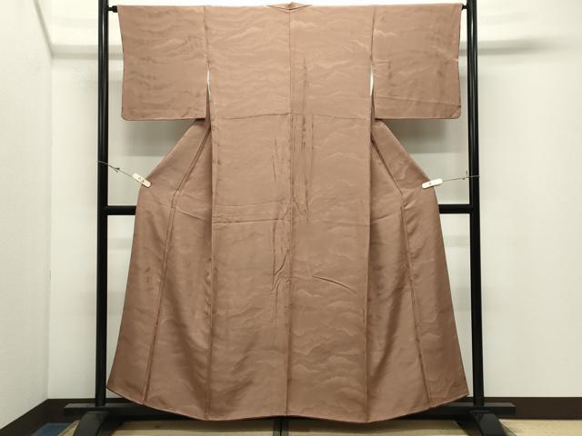 平和屋着物●上質な色無地　風景地紋　焦香色　正絹　逸品　CABK2487gh