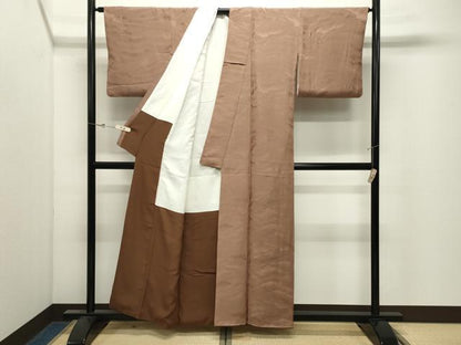 平和屋着物●上質な色無地　風景地紋　焦香色　正絹　逸品　CABK2487gh