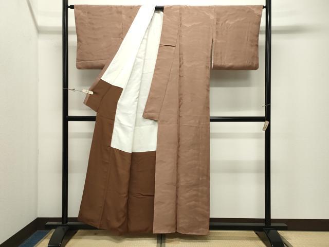 平和屋着物●上質な色無地　風景地紋　焦香色　正絹　逸品　CABK2487gh