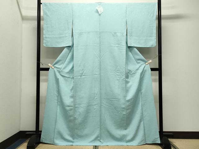 平和屋着物●上質な色無地　立波地紋　水色　正絹　逸品　未使用　CABK2488gh