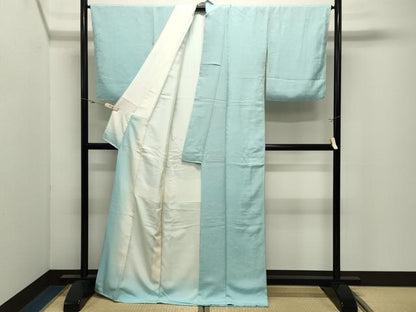 平和屋着物●上質な色無地　立波地紋　水色　正絹　逸品　未使用　CABK2488gh