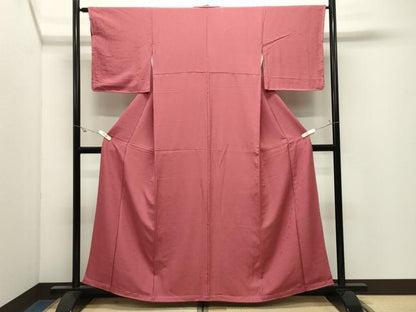 平和屋着物●上質な色無地　花唐草地紋　真朱色　正絹　逸品　未使用　CABK2489gh