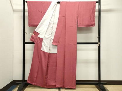 平和屋着物●上質な色無地　花唐草地紋　真朱色　正絹　逸品　未使用　CABK2489gh