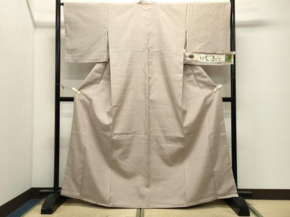 平和屋着物●結城紬　色無地　亜麻色　証紙付き　背抜き仕立て　正絹　逸品　未使用　CABK2490gh
