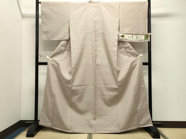 平和屋着物●結城紬　色無地　亜麻色　証紙付き　背抜き仕立て　正絹　逸品　未使用　CABK2490gh
