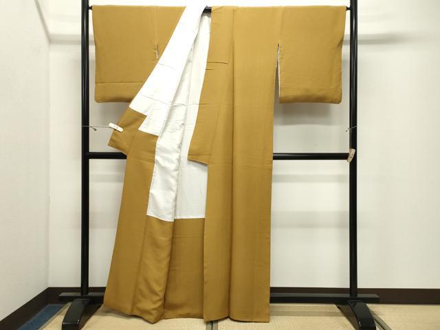 平和屋着物●上質な色無地　山吹茶色　正絹　逸品　CABK2491gh