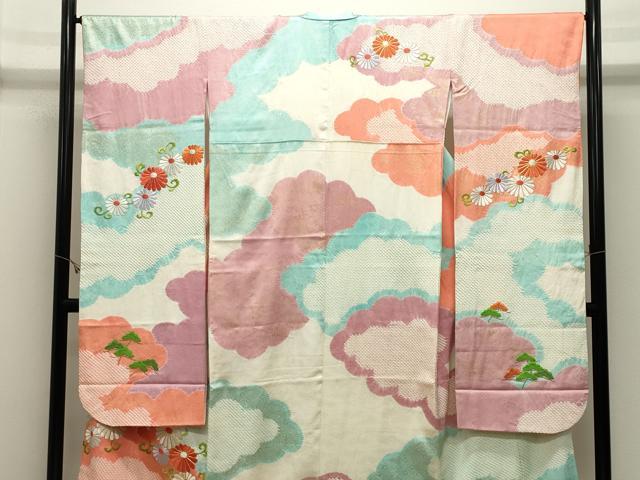 平和屋着物●豪華振袖　駒刺繍　絞り　雲重ね花唐草文　金彩　正絹　逸品　CABK2493gh