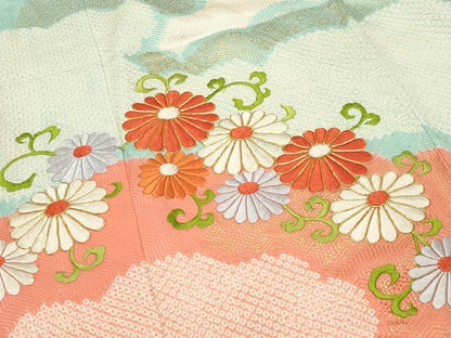 平和屋着物●豪華振袖　駒刺繍　絞り　雲重ね花唐草文　金彩　正絹　逸品　CABK2493gh