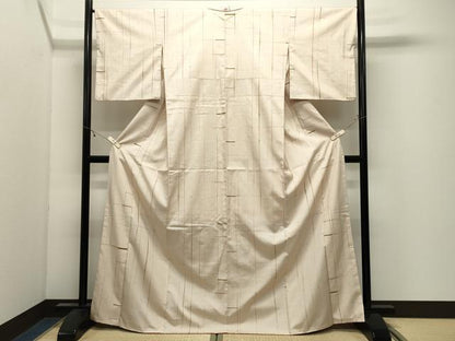 平和屋着物●上質な紬　格子柄　正絹　逸品　CABK2495gh