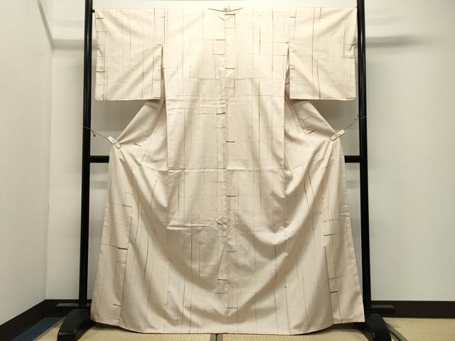 平和屋着物●上質な紬　格子柄　正絹　逸品　CABK2495gh