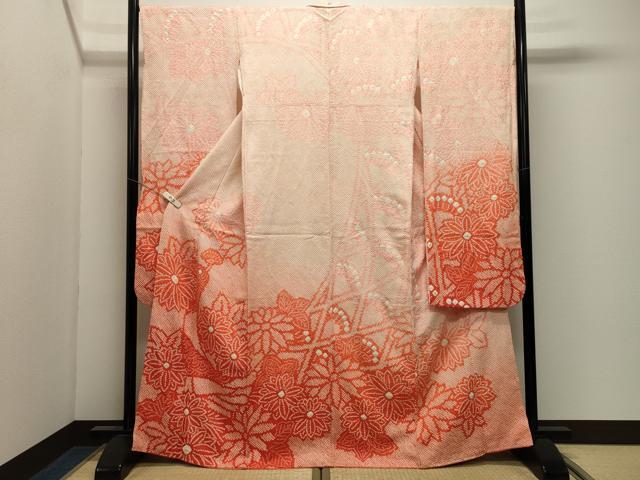 平和屋着物●豪華振袖　総絞り　草花文　暈し染め　正絹　逸品　CABK2502gh