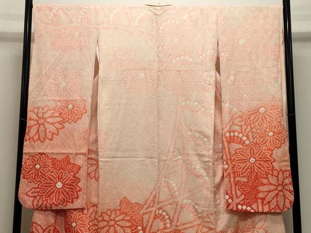 平和屋着物●豪華振袖　総絞り　草花文　暈し染め　正絹　逸品　CABK2502gh