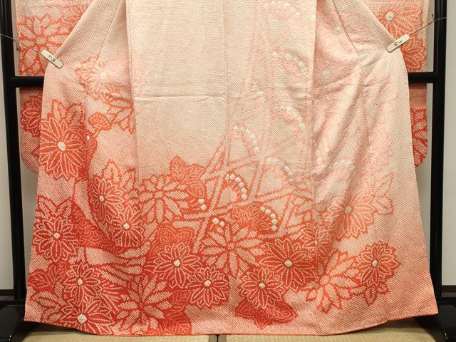 平和屋着物●豪華振袖　総絞り　草花文　暈し染め　正絹　逸品　CABK2502gh