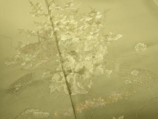 平和屋着物●中国三大刺繍　スワトウ刺繍　総刺繍　訪問着　地紙草花文　暈し染め　金銀彩　正絹　逸品　未使用　CABK2503gh